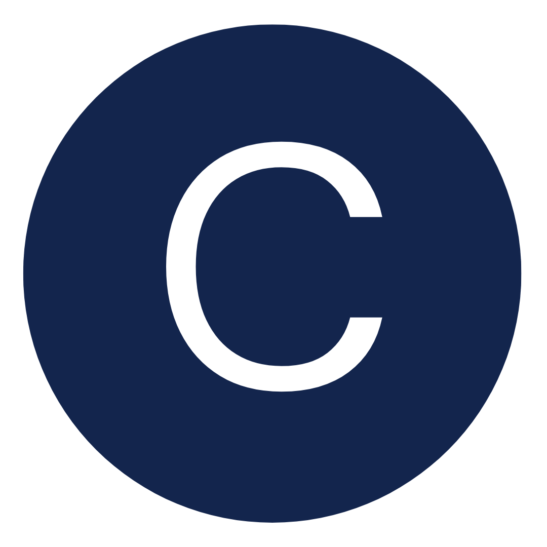 Blue circle with white letter C