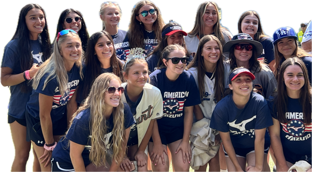 Group of young female athletes wearing patriotic apparel